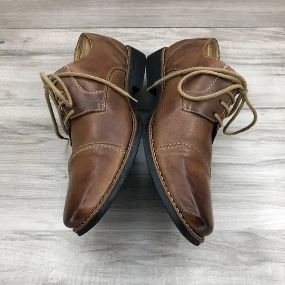 Sandro Moscoloni Oxfords Men's 9.5D Brown Leather Derby Cap Toe Dress Shoes