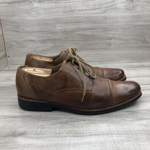 Sandro Moscoloni Oxfords Men's 9.5D Brown Leather Derby Cap Toe Dress Shoes