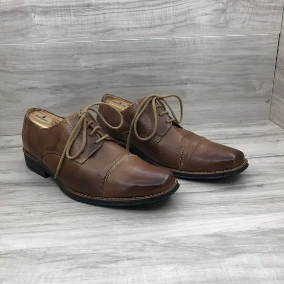 Sandro Moscoloni Oxfords Men's 9.5D Brown Leather Derby Cap Toe Dress Shoes