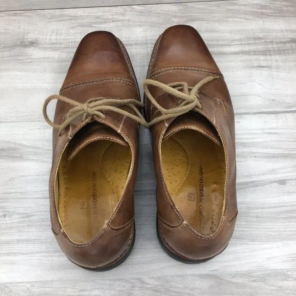 Sandro Moscoloni Oxfords Men's 9.5D Brown Leather Derby Cap Toe Dress Shoes
