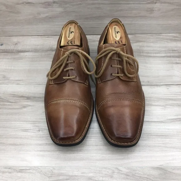 Sandro Moscoloni Oxfords Men's 9.5D Brown Leather Derby Cap Toe Dress Shoes