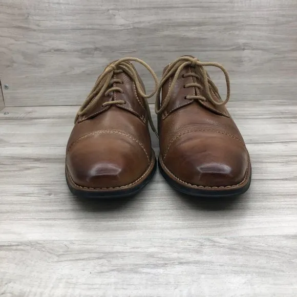 Sandro Moscoloni Oxfords Men's 9.5D Brown Leather Derby Cap Toe Dress Shoes