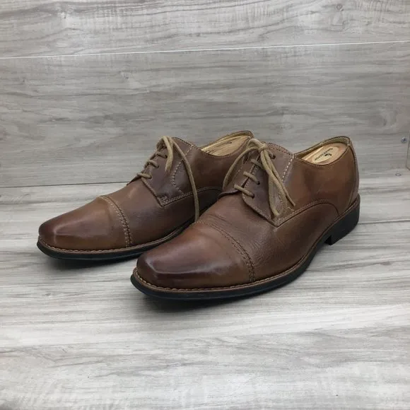 Sandro Moscoloni Oxfords Men's 9.5D Brown Leather Derby Cap Toe Dress Shoes