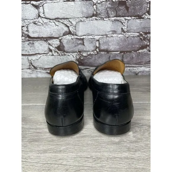 Santoni Black Leather Moc Toe Slip On Dress Loafers Shoes Men’s Sz 9.5D US/43EU
