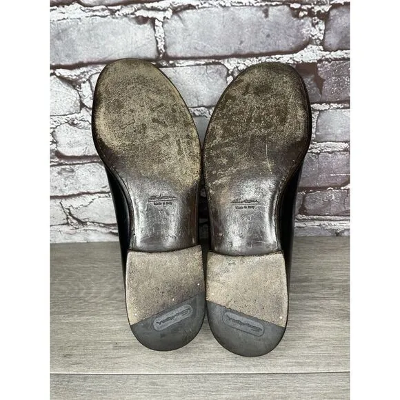 Santoni Black Leather Moc Toe Slip On Dress Loafers Shoes Men’s Sz 9.5D US/43EU