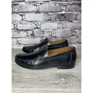 Santoni Black Leather Moc Toe Slip On Dress Loafers Shoes Men’s Sz 9.5D US/43EU