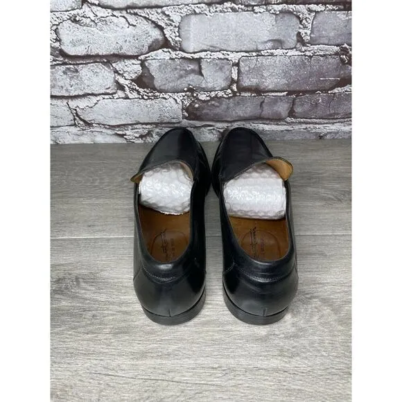 Santoni Black Leather Moc Toe Slip On Dress Loafers Shoes Men’s Sz 9.5D US/43EU