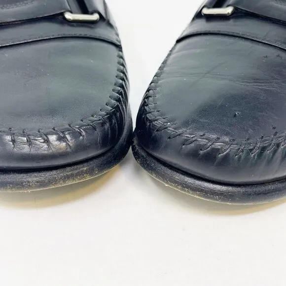 Santoni Italy Men’s Black Leather Slip- On Loafers Comfort Shoes Size 10.5