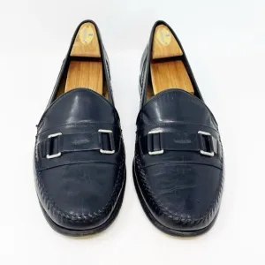 Santoni Italy Men’s Black Leather Slip- On Loafers Comfort Shoes Size 10.5