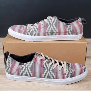 Sanuk Shoes Mens Size 14 Red Gray White Aztec Southwest Canvas Casual Sneakers