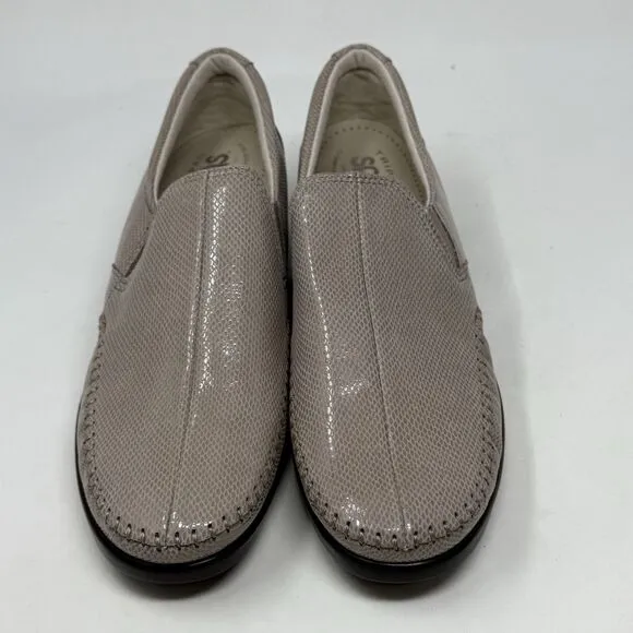 SAS Dream Wedge Loafers Womens 8.5 M Mushroom Tan Brown Snakeskin Slip On Shoes