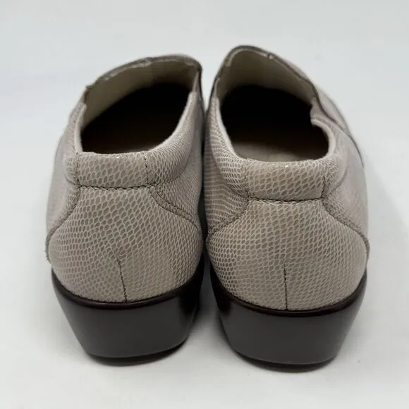 SAS Dream Wedge Loafers Womens 8.5 M Mushroom Tan Brown Snakeskin Slip On Shoes