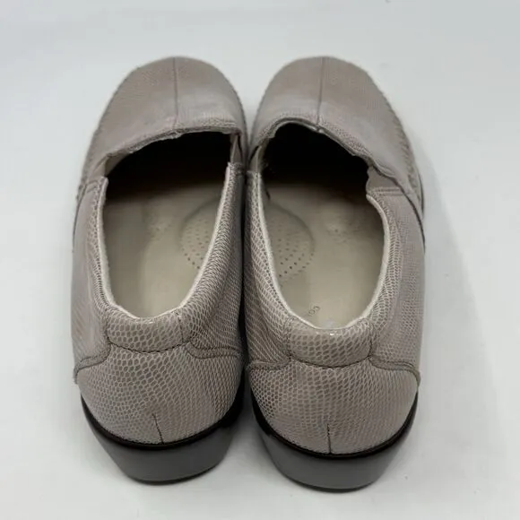 SAS Dream Wedge Loafers Womens 8.5 M Mushroom Tan Brown Snakeskin Slip On Shoes