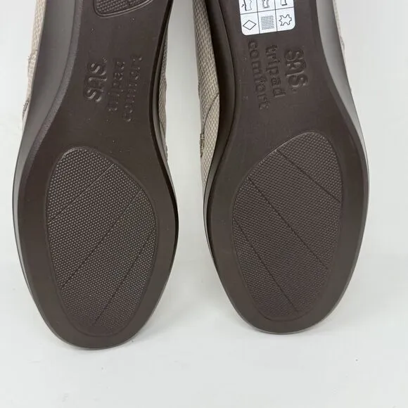 SAS Dream Wedge Loafers Womens 8.5 M Mushroom Tan Brown Snakeskin Slip On Shoes