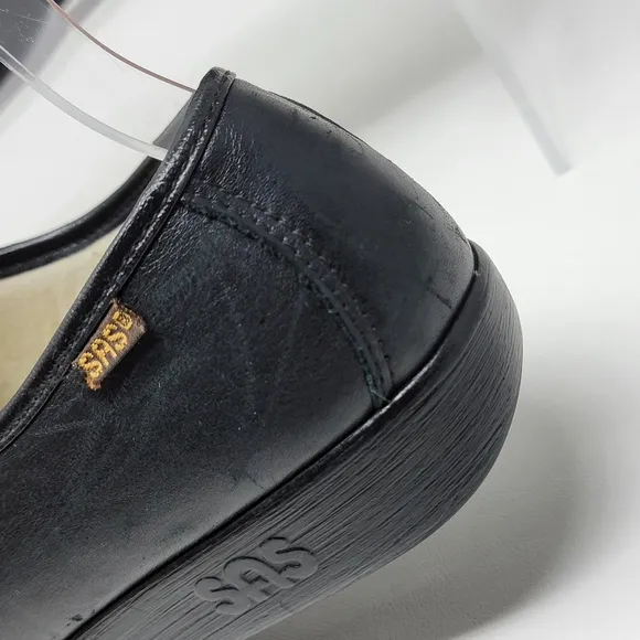 SAS Moc Toe Women's Size 9 Handsewn Black Leather Comfort Lace Up Walking Shoes