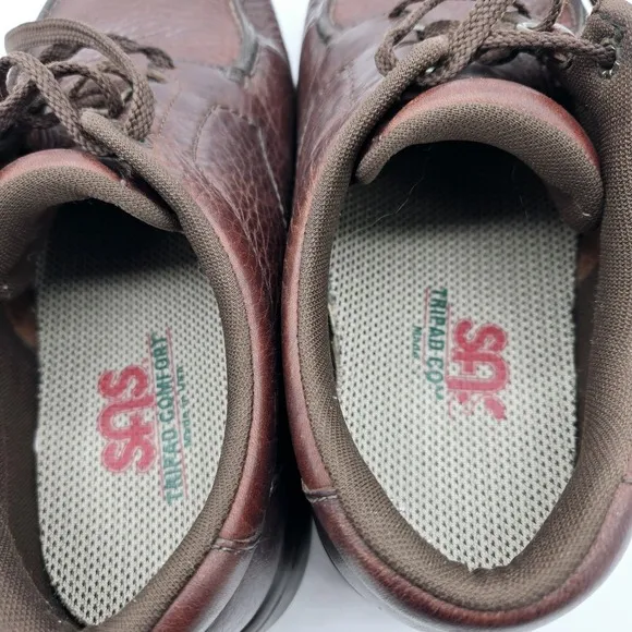 SAS Shoes Men's Bout Time Pebbled Brown Leather Lace Up Loafers Size 7 WW