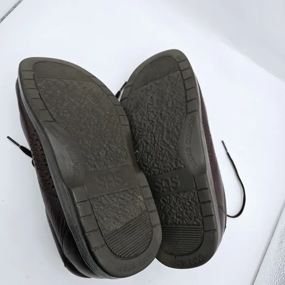 SAS Shoes Men's Bout Time Pebbled Brown Leather Lace Up Loafers Size 7 WW