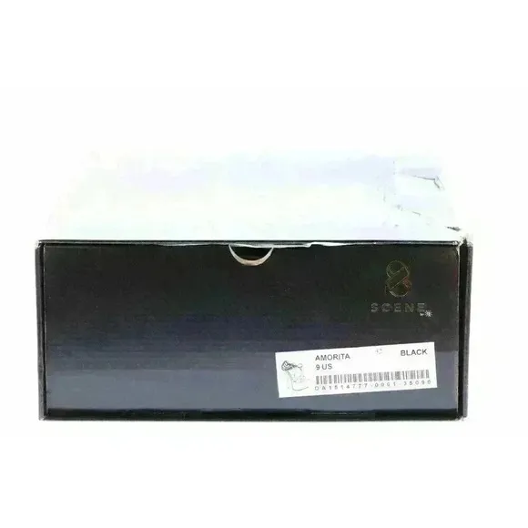 Scene Amorita Draped Chain-Link, Delicately Strapped Black Platform Sandal NIB