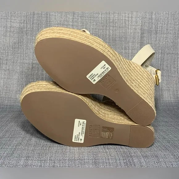 SCHUTZ Alexandra Ankle Strap Espadrille Platform Wedge Sandals Pearl Leather 10B