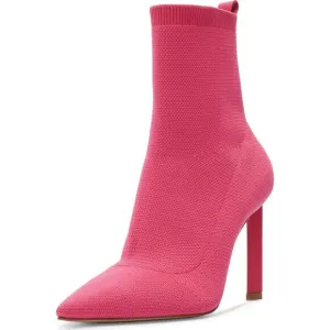 Schutz Ammie Bootie Womens Size 5 Hot Pink Stiletto Heel Ankle Knit Boots KHD800
