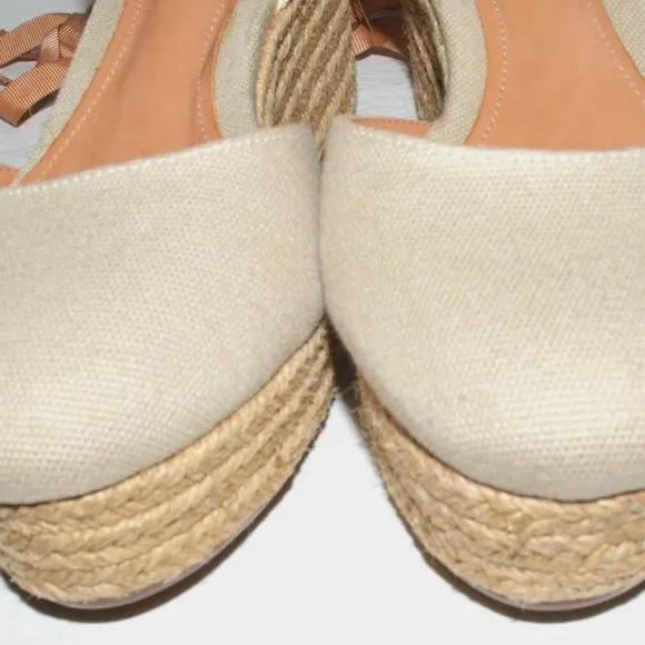 SCHUTZ CAYSEY NEW SIZE 9 M 40 JUTE CANVAS LACE UP ESPADRILLE WEDGE HEEL SANDALS