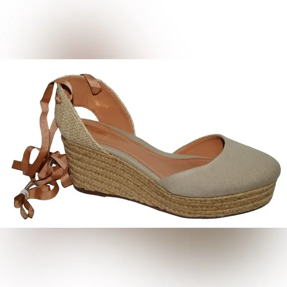SCHUTZ CAYSEY NEW SIZE 9 M 40 JUTE CANVAS LACE UP ESPADRILLE WEDGE HEEL SANDALS