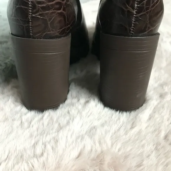 Schutz gwendoline croc caym embossed new bison platform boots
