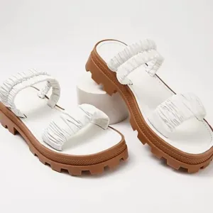 Schutz Lirah Leather Sporty Slide Platform Sandals Size 8.5