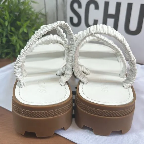 Schutz Lirah Leather Sporty Slide Platform Sandals Size 8.5