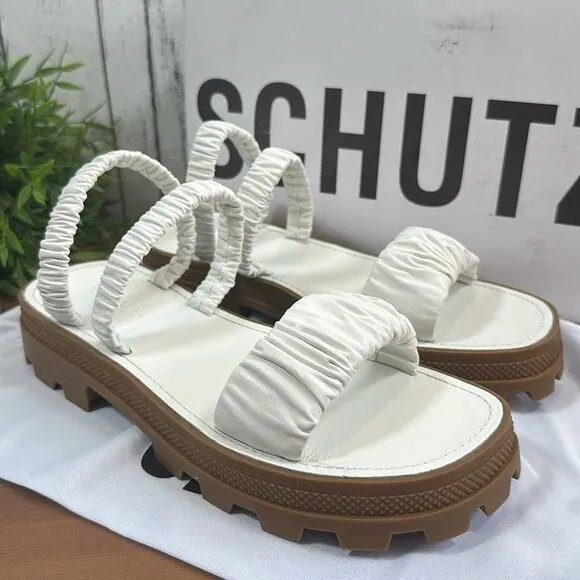 Schutz Lirah Leather Sporty Slide Platform Sandals Size 8.5