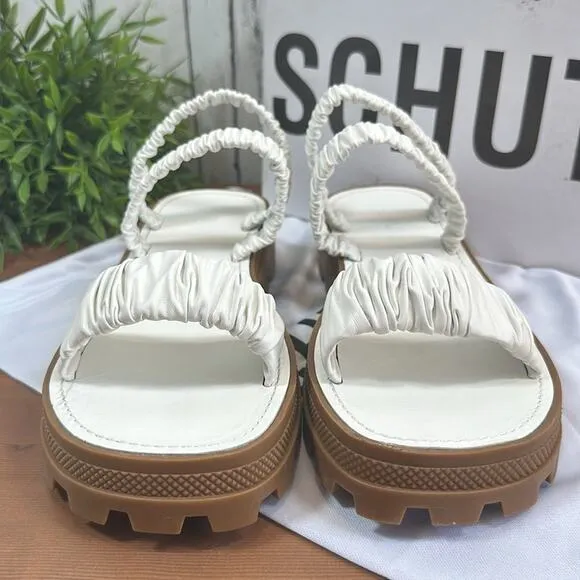 Schutz Lirah Leather Sporty Slide Platform Sandals Size 8.5