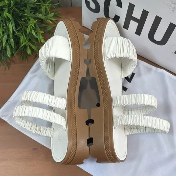 Schutz Lirah Leather Sporty Slide Platform Sandals Size 8.5
