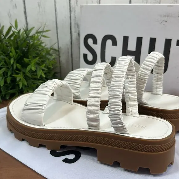 Schutz Lirah Leather Sporty Slide Platform Sandals Size 8.5