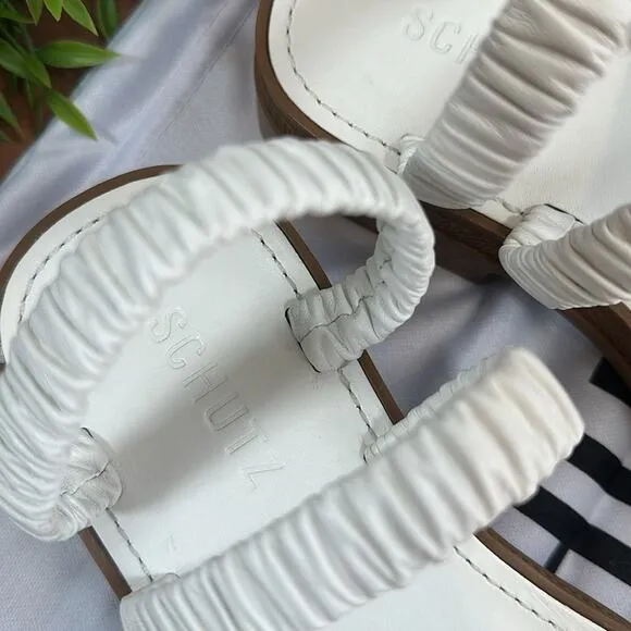 Schutz Lirah Leather Sporty Slide Platform Sandals Size 8.5