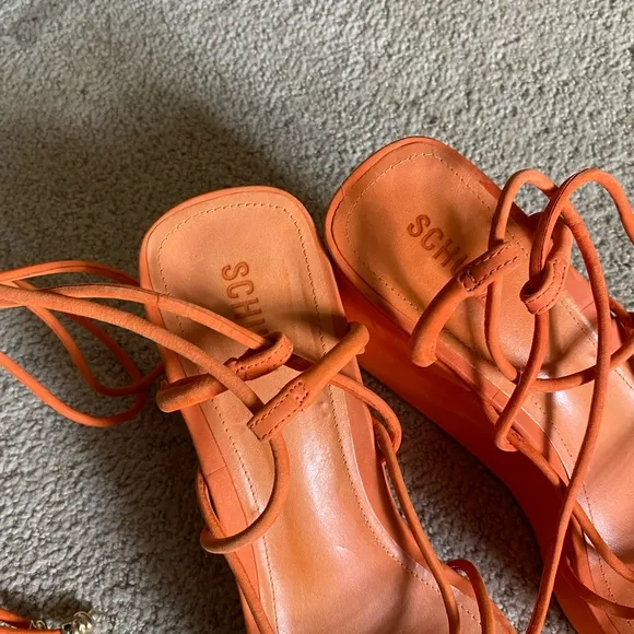 Schutz Magdalena platform sandals Flame orange
