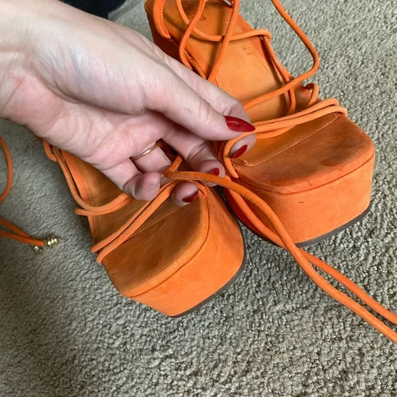 Schutz Magdalena platform sandals Flame orange