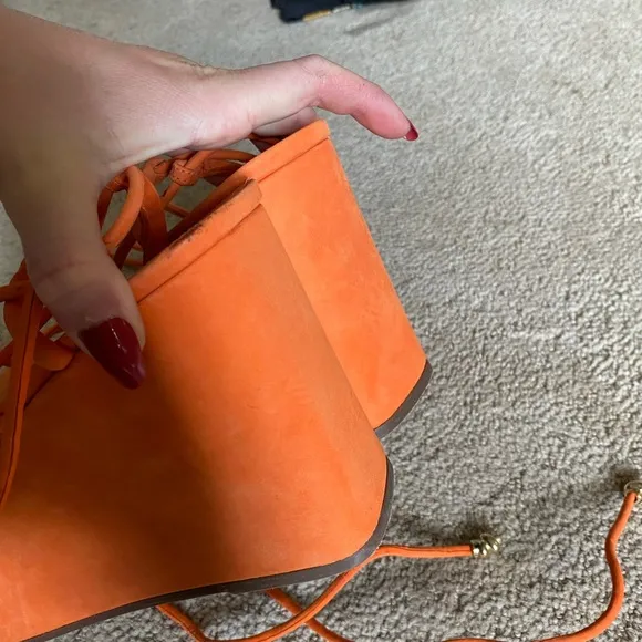 Schutz Magdalena platform sandals Flame orange