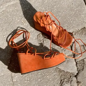 Schutz Magdalena platform sandals Flame orange