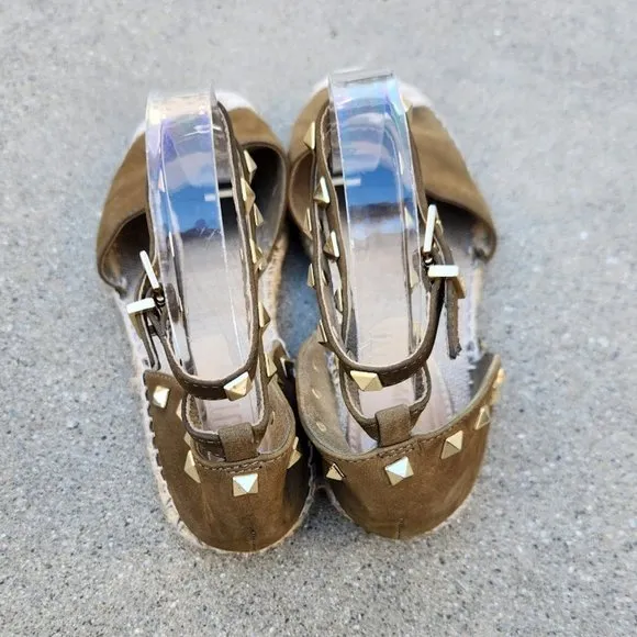 SCHUTZ Olive Green Koralina Rock Stud Espadrille Sandals