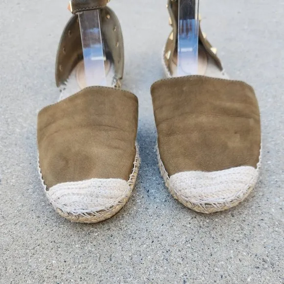 SCHUTZ Olive Green Koralina Rock Stud Espadrille Sandals