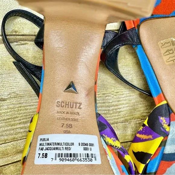 SCHUTZ Publia Platform Block Heel Sandal Satin Multicolor Limited Edition