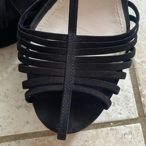 Schutz Roxi Nubuck T-strap Platform Sandals In Black