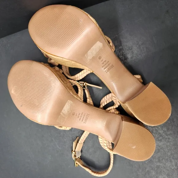 Schutz sandals women's 10.5B tan leather Kareena heels platform chunky new $178