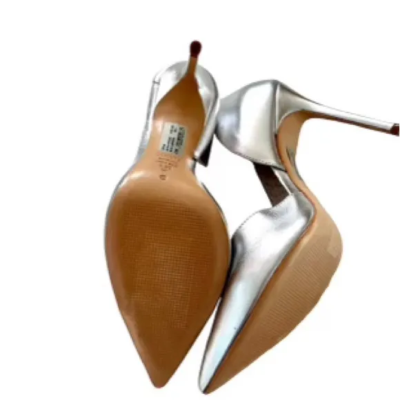 Schutz Silver Metallic Leather Clear Vinyl Stiletto Pumps Women’s Size 8.5