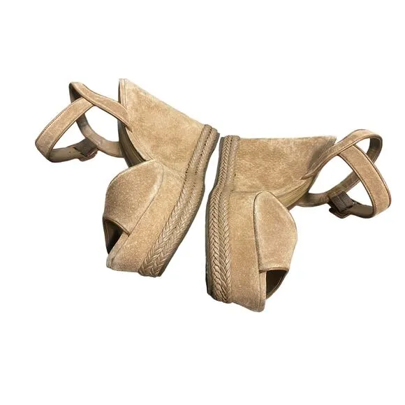 Schutz Suede Platform Wedge Sandals Women's Size 9.5