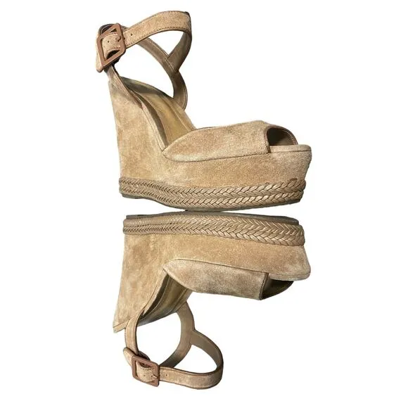 Schutz Suede Platform Wedge Sandals Women's Size 9.5