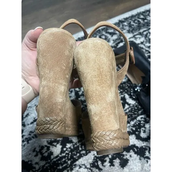 Schutz Suede Platform Wedge Sandals Women's Size 9.5