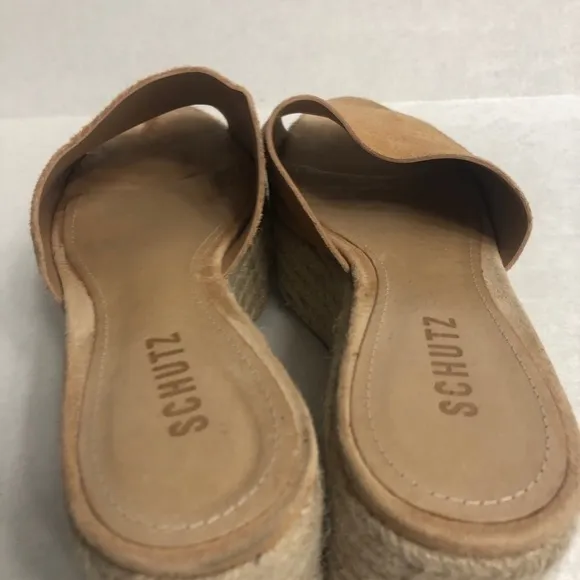 Schutz Thalia Espadrille Platform Wedge Slide Sandals
