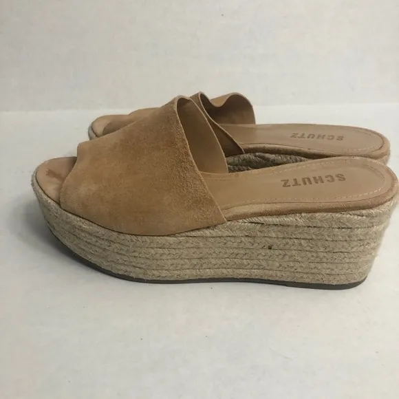Schutz Thalia Espadrille Platform Wedge Slide Sandals