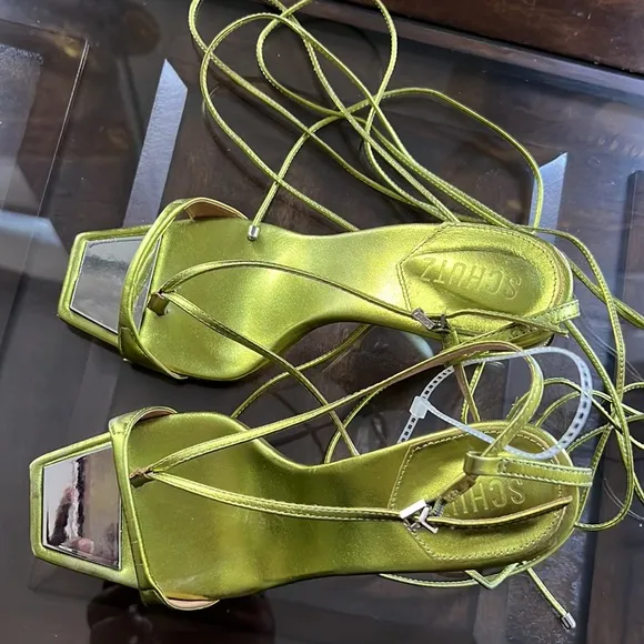 Schutz Vikki Metallic Leather Sandal